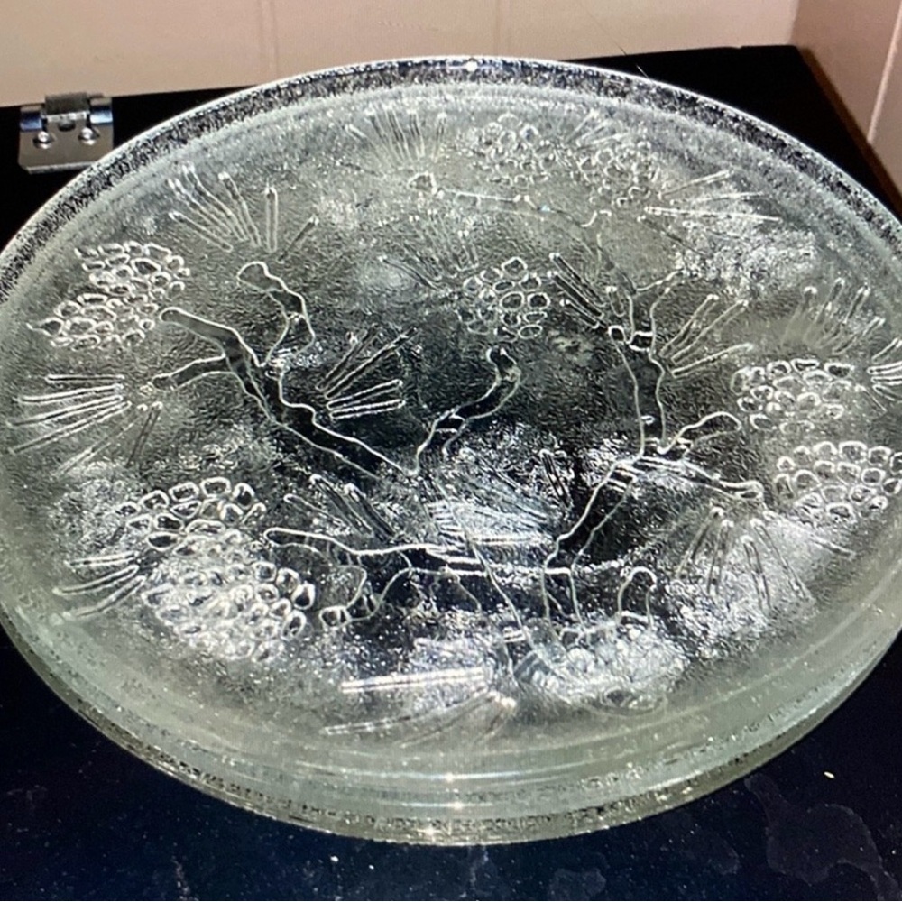 3-Elegant Clear Glass Pine Ponderosa Salad Plate 8”